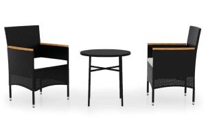 Mobilier à dîner salon de jardin 3 pièces résine tressée noir 02_0014755