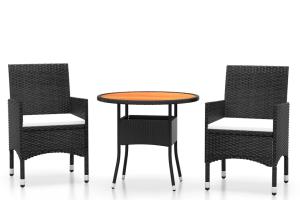 Mobilier à dîner salon de jardin 3 pièces résine tressée noir 02_0014756