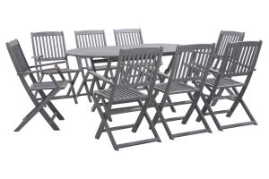 Mobilier à dîner salon de jardin 9 pièces bois d'acacia massif gris 02_0014826