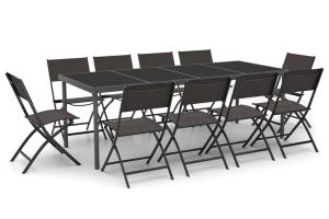 Mobilier de salle à manger d'extérieur 11 pièces acier 02_0014556