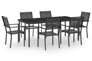 Mobilier de salle à manger d'extérieur 7 pièces acier 02_0014566