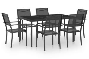 Mobilier de salle à manger d'extérieur 7 pièces acier 02_0014569