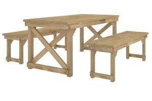 Mobilier de salle à manger de jardin 3 pièces bois de pin imprégné 02_0014580