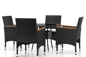 Mobilier de salle à manger de jardin 5 pièces résine tressée noir 02_0014596