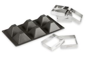 Moule silicone 6 pyramides+ 6 cadres à tartelettes Patisse