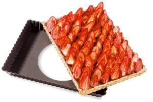 Moule à tarte amovible rectangle acier revêtu anti-adhérent bords cannelés 30 cm Mathon