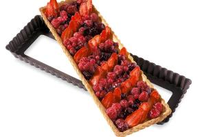 Moule à tarte amovible rectangle acier revêtu anti-adhérent bords cannelés 36 cm Mathon