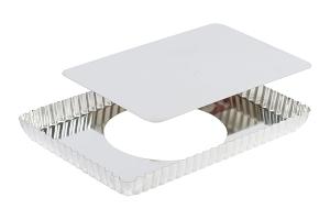 Moule à tarte rectangulaire en fer blanc fond amovible bords cannelés Gobel