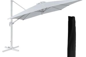 Parasol déporté MOLOKAI carré 3x3m blanc + housse Happy Garden