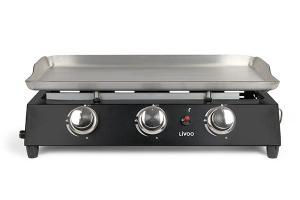 Plancha gaz 3 bruleurs Inox 7,5 kW DOC249 Livoo