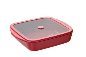 Plat à four carré en verre borosilicate avec couvercle Grenat 1,6 L Pebbly