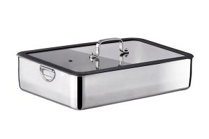 Plat à four en inox avec couvercle transparent 36 x 25 cm Inoxriv
