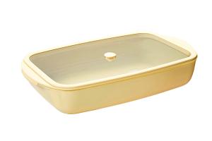 Plat à four rectangulaire en verre borosilicate avec couvercle Crème 3,6 L Pebbly