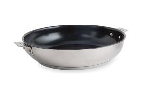 Poêle inox revêtement antiadhérent céramique Clips'Inox sans manche 24 cm Mathon