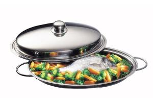 Poissonnière ovale en inox et couvercle 40 cm Inoxriv