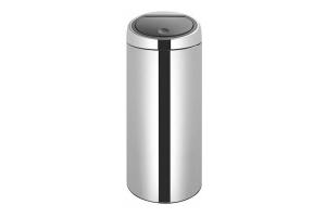 Poubelle 30 litres Brabantia Touch Bin ronde inox - Inox