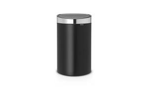 Poubelle Touch Bin, 40 litres, Acier inoxydable/Noir Mat, Capacité 40 Litres, 72,7 cm x 43,5 cm x 30,2 - Brabantia