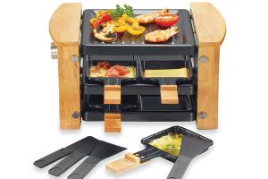 Raclette grill 4 poêlons 650 W bois Kitchen Chef Professional