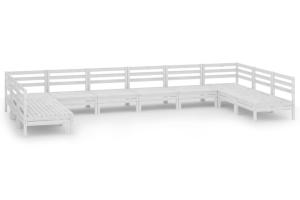 Salon de jardin meuble d'extérieur ensemble de mobilier 10 pièces blanc bois de pin massif 02_0015194