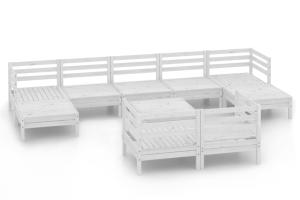 Salon de jardin meuble d'extérieur ensemble de mobilier 10 pièces blanc bois de pin massif 02_0015195