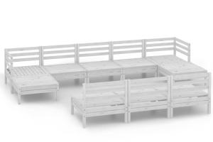 Salon de jardin meuble d'extérieur ensemble de mobilier 10 pièces blanc bois de pin massif 02_0015202