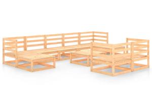 Salon de jardin meuble d'extérieur ensemble de mobilier 10 pièces bois de pin massif 02_0015224