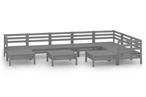 Salon de jardin meuble d'extérieur ensemble de mobilier 10 pièces bois de pin massif gris 02_0015248