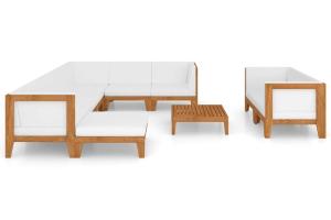 Salon de jardin meuble d'extérieur ensemble de mobilier 10 pièces avec coussins bois d'acacia solide 02_0014982