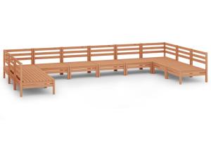 Salon de jardin meuble d'extérieur ensemble de mobilier 10 pièces marron miel bois de pin massif 02_0015267