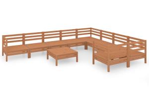 Salon de jardin meuble d'extérieur ensemble de mobilier 10 pièces marron miel bois de pin massif 02_0015269