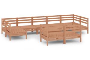 Salon de jardin meuble d'extérieur ensemble de mobilier 10 pièces marron miel bois de pin massif 02_0015270