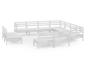 Salon de jardin meuble d'extérieur ensemble de mobilier 11 pièces bois de pin massif blanc 02_0015495