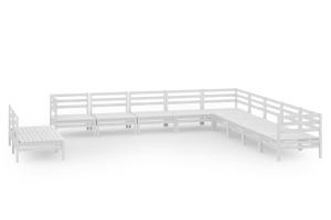 Salon de jardin meuble d'extérieur ensemble de mobilier 11 pièces bois de pin massif blanc 02_0015496
