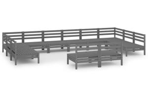 Salon de jardin meuble d'extérieur ensemble de mobilier 12 pièces gris bois de pin massif 02_0015711