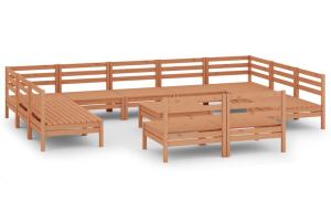 Salon de jardin meuble d'extérieur ensemble de mobilier 12 pièces marron miel bois de pin massif 02_0015712