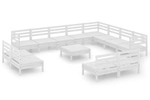 Salon de jardin meuble d'extérieur ensemble de mobilier 13 pièces bois de pin massif blanc 02_0015811