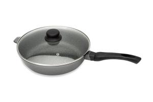 Sauteuse revêtement Dur comme la pierre 28 cm et couvercle en verre Mathon