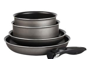 Set 2 poêles et 2 casseroles anti-adhésives Délice et manche amovible Mathon