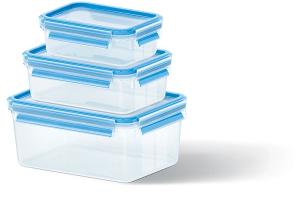 Set de 3 boîtes Clip & Close bleues 0,55L, 1L et 2,3L Emsa