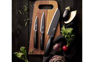 Set 3 couteaux de cuisine lame noire Essentiels Pradel Excellence