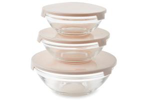 Set de 3 saladiers en verre avec couvercle Mathon