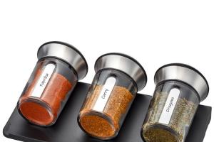 Set de 3 shakers avec organisateur en acier et plastique Gefu