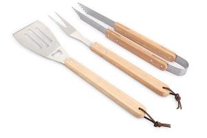 Set de 3 ustensiles à barbecue manches en bois à suspendre Pradel Excellence