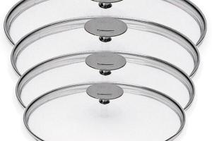Set 4 couvercles en verre bombé Platine 14, 16, 18 et 20 cm Cristel