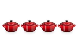 Set 4 mini-cocottes céramique 10 cm Cerise Le Creuset