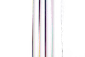 Set de 4 pailles en inox multicolore avec brosse Point Virgule