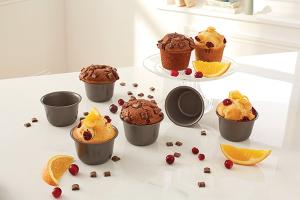 Set 6 moules à gros muffins acier revêtement antiadhérent 7,3 cm Mathon