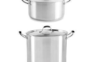 Set de deux faitouts en inox avec couvercle 24 cm et 28 cm Excell'inox Mathon