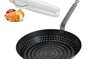 Set poêle à marrons 28 cm et coupe châtaignes