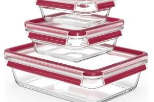 Tefal - Masterseal Fresh Lot 3 Boîtes de conservation, Verre, 0,45L / 0,8L / 2L, Conservation, Empilable, Compatible four N1050910